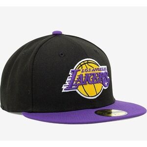 New Era Los Angeles Lakers 59FIFTY NBA Black 2-Tone Fitted Hat Cap Size 7 1/8